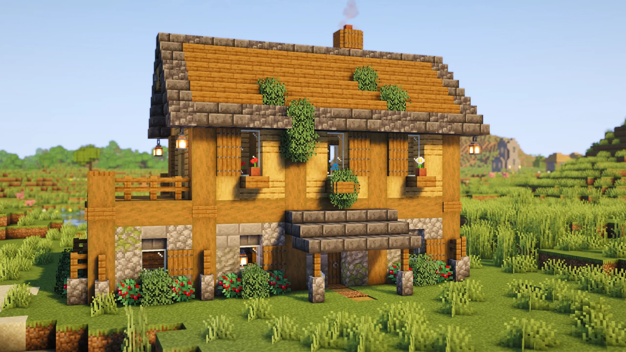 Oak Survival Cottage, a Minecraft starter house and survival base, in-game photo 2