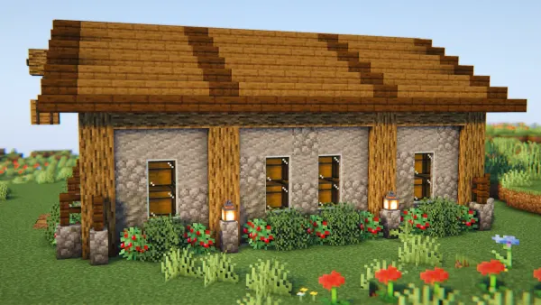 Stone Storage House, a Minecraft starter house and survival base, in-game photo 2