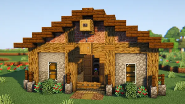 Stone Storage House, a Minecraft starter house and survival base