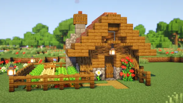 Peakhollow Farmhouse, a Minecraft starter house and survival base