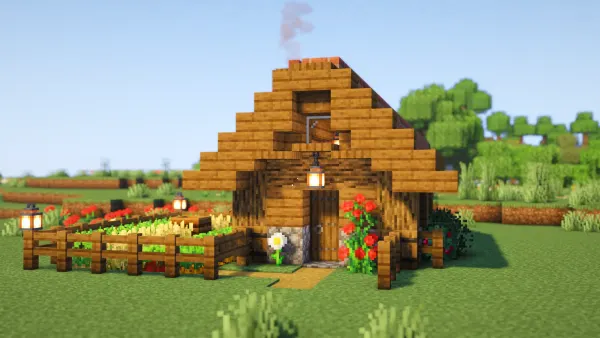 Peakhollow Farmhouse, a Minecraft starter house and survival base, in-game photo 3
