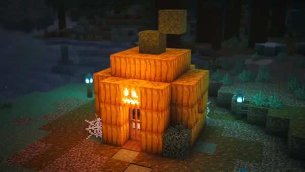 Small Pumpkin House, a Minecraft starter house and survival base, in-game photo 3