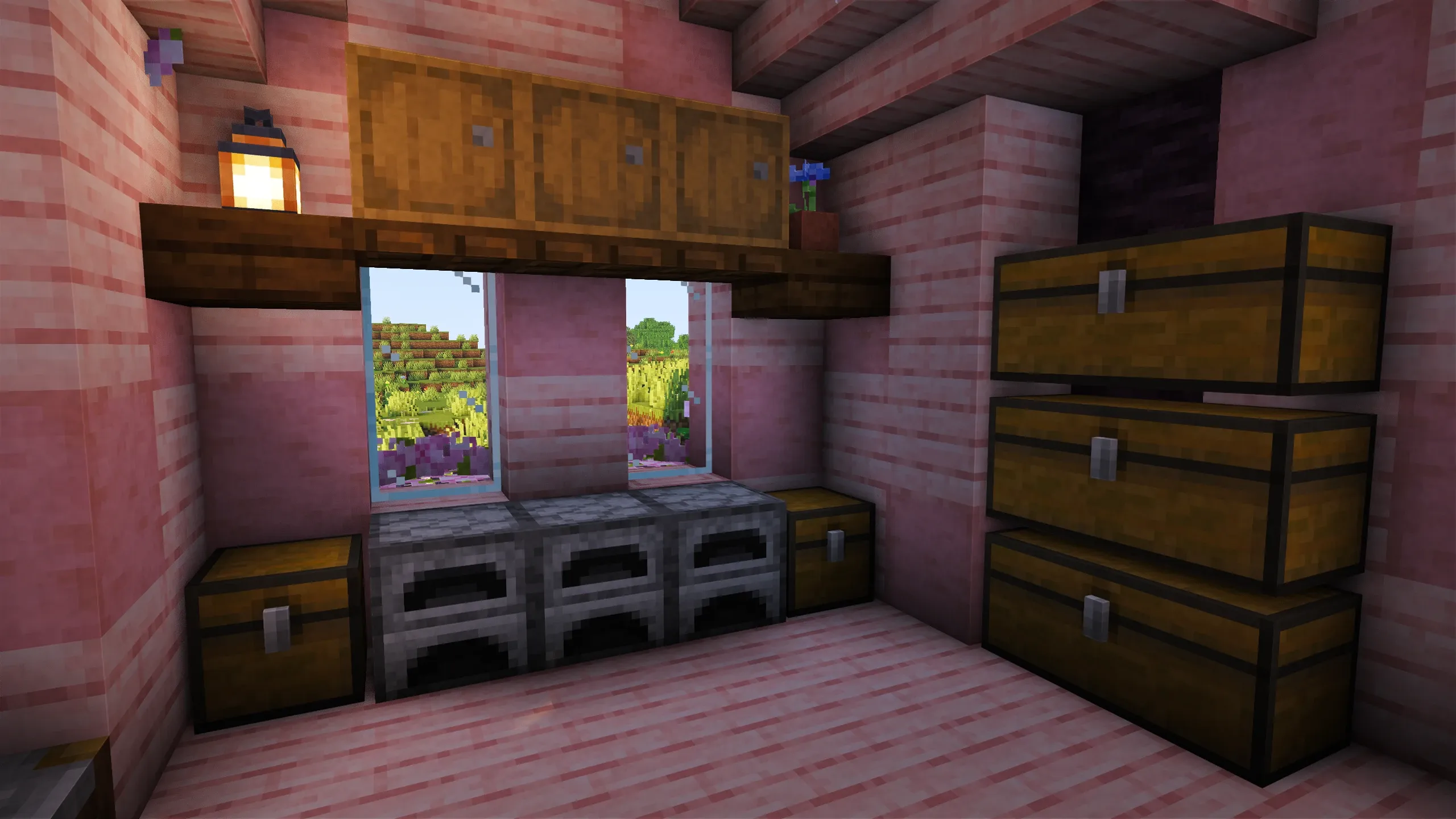 Cherry Blossom Cottage, a Minecraft starter house and survival base, in-game photo 3