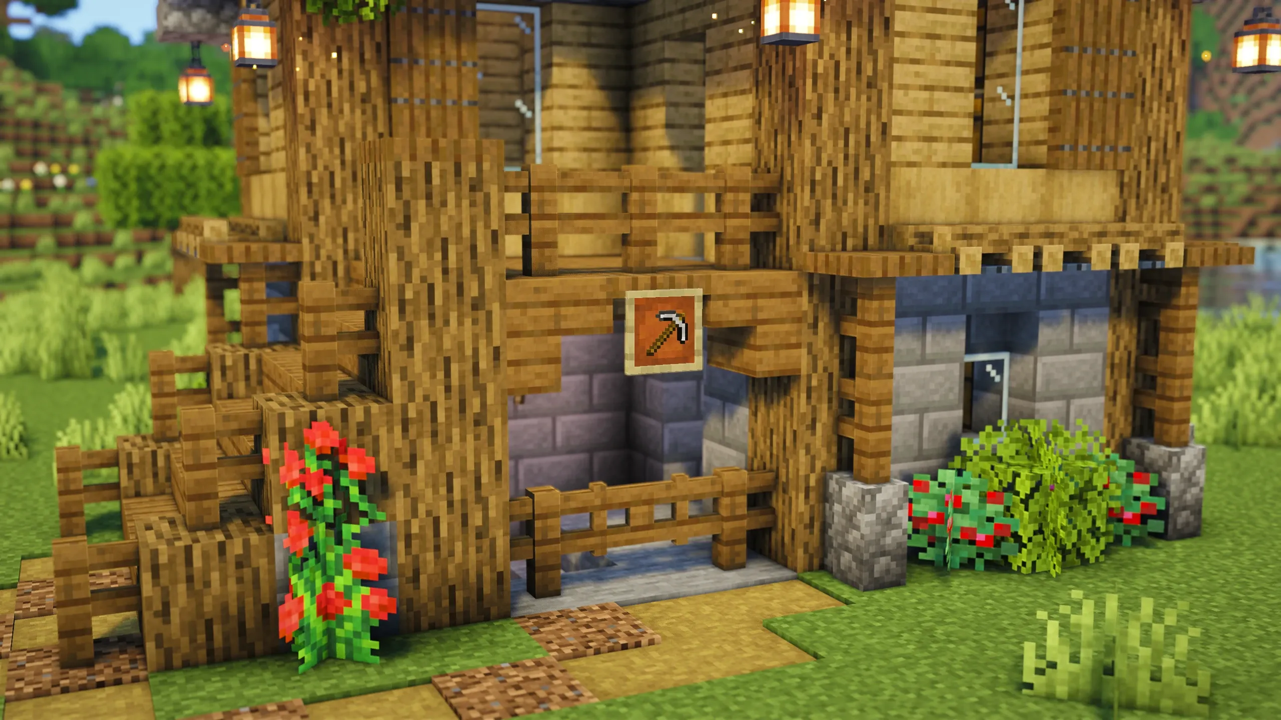 Oak Tower House, a Minecraft starter castle, in-game photo 3