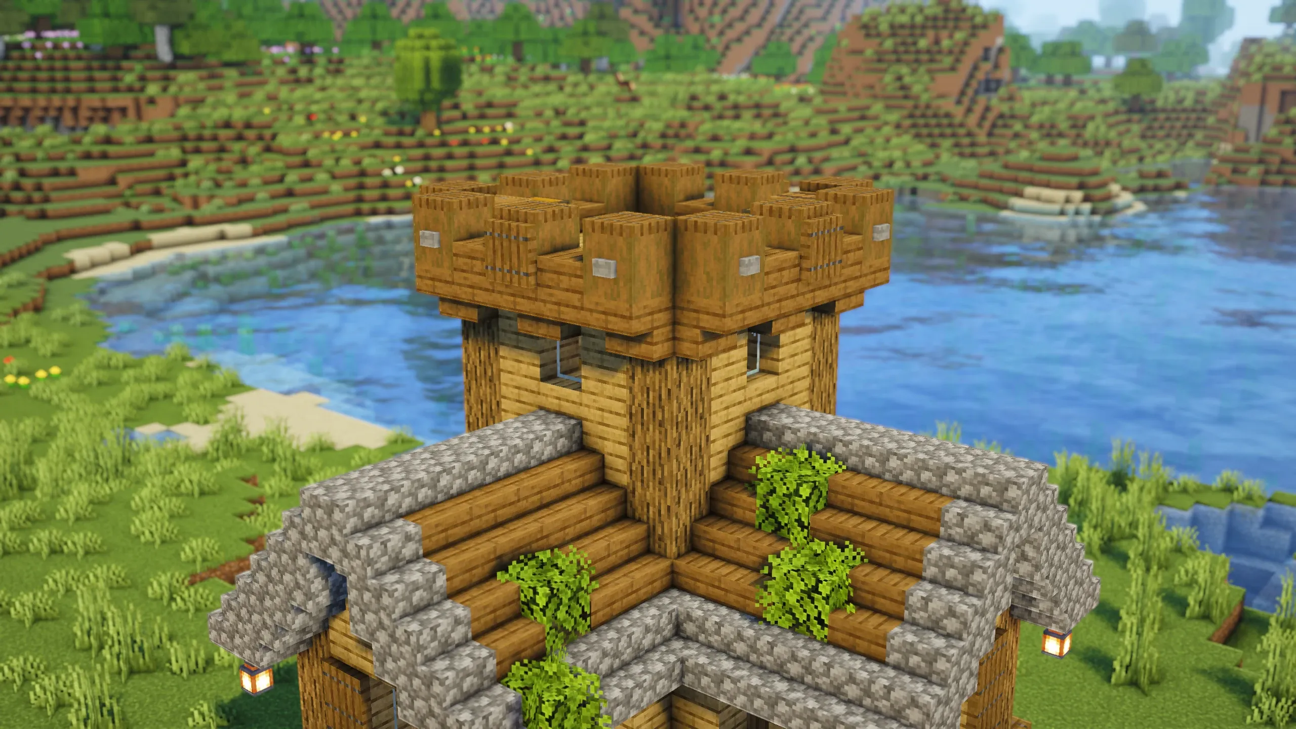 Oak Tower House, a Minecraft starter castle, in-game photo 4