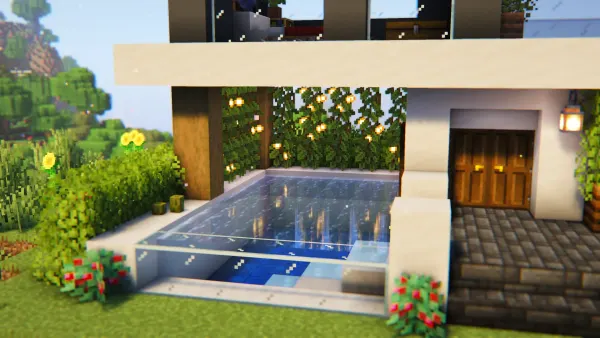 Modern Staircase House, a Minecraft starter house and survival base, in-game photo 3