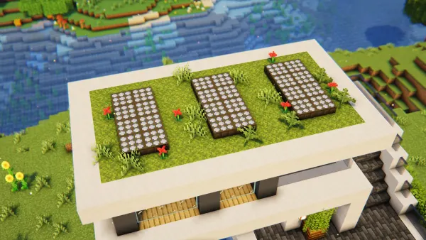 Modern Staircase House, a Minecraft starter house and survival base, in-game photo 4