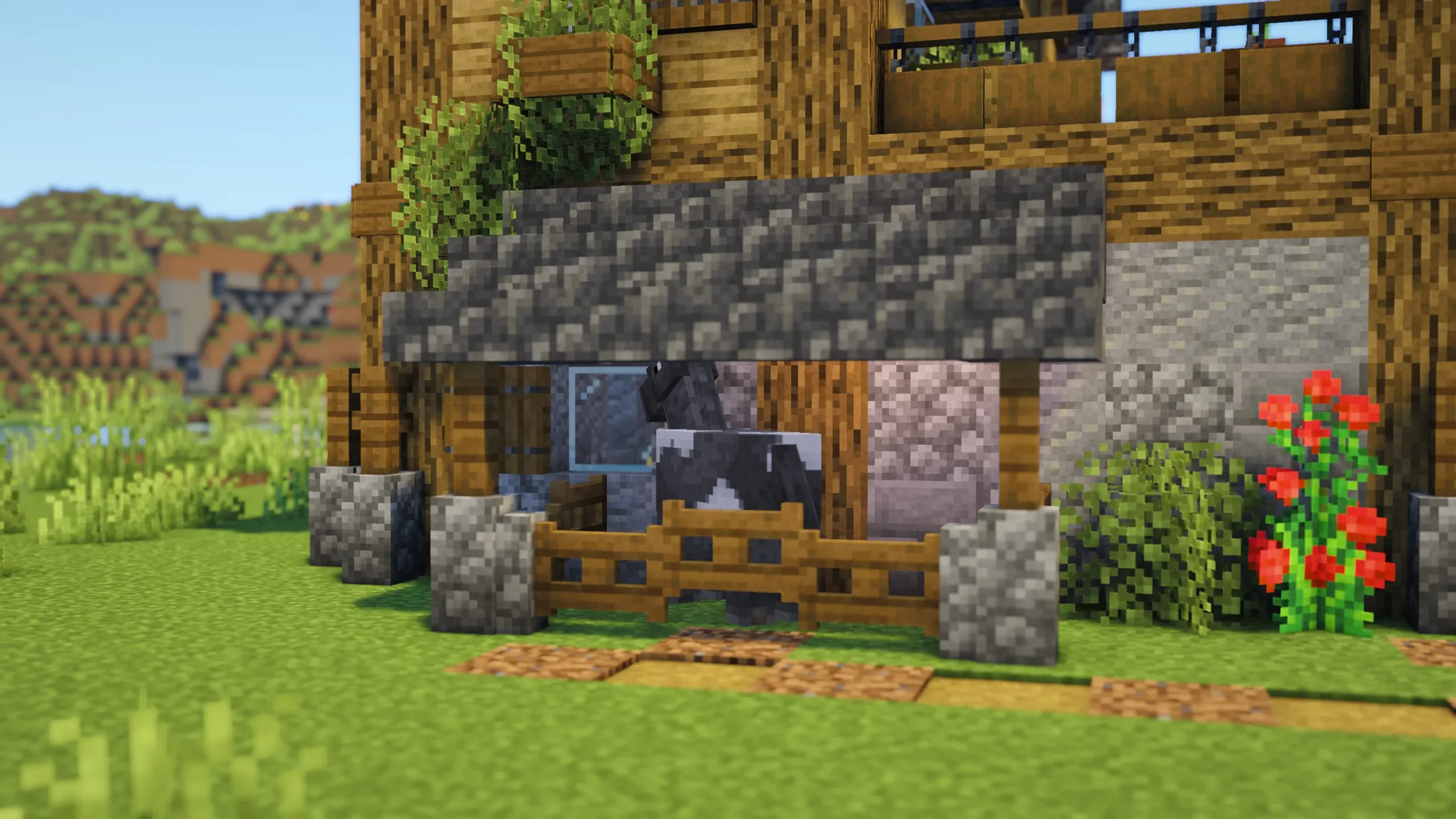 Oak Hillside House, a Minecraft starter house and survival base, in-game photo 3