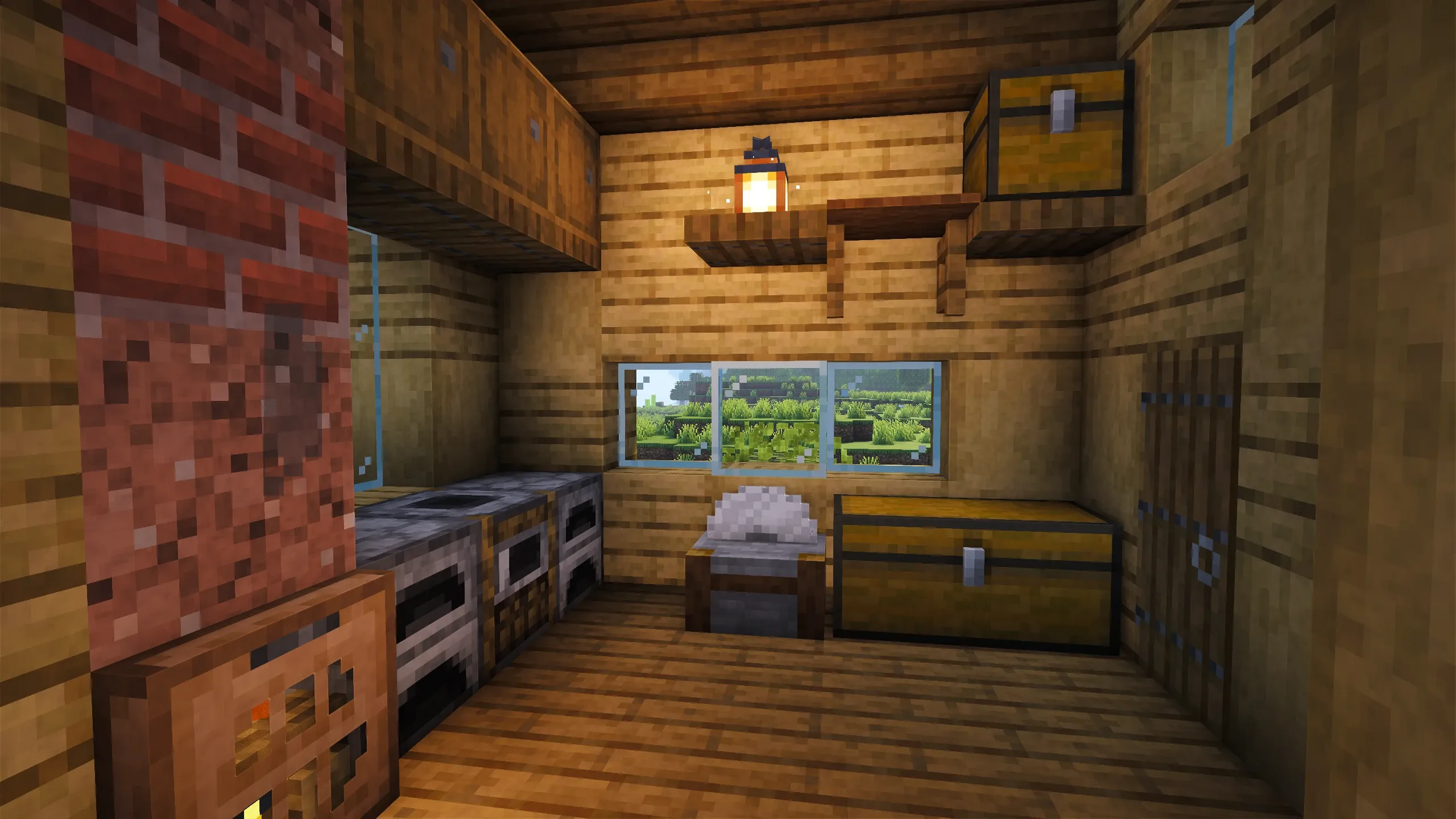 Oak Hillside House, a Minecraft starter house and survival base, in-game photo 6