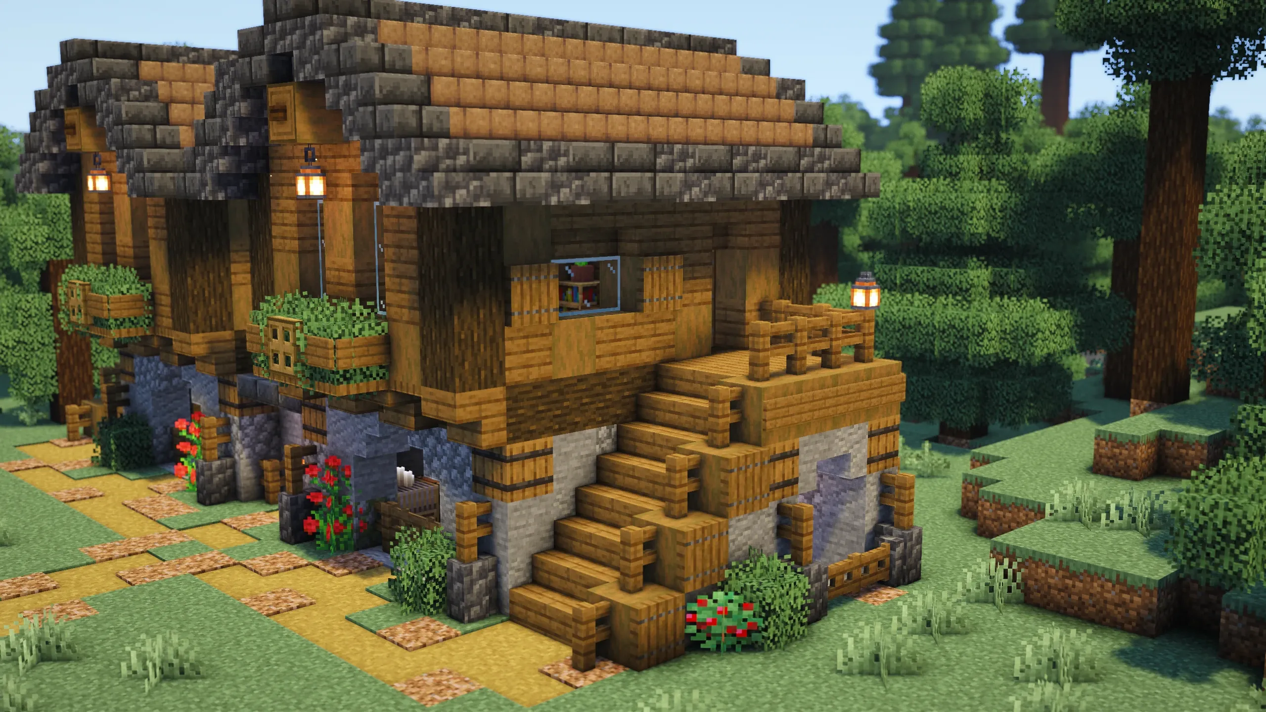 2 Player Spruce House, a Minecraft starter house and survival base, in-game photo 2