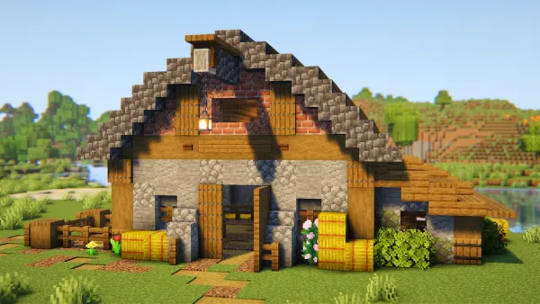 Oak Animal Barn, a Minecraft starter build