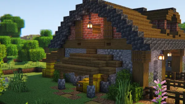 Oak Animal Barn, a Minecraft starter build, in-game photo 4