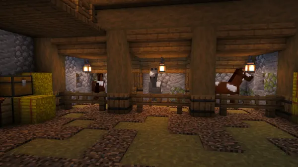 Oak Animal Barn, a Minecraft starter build, in-game photo 6