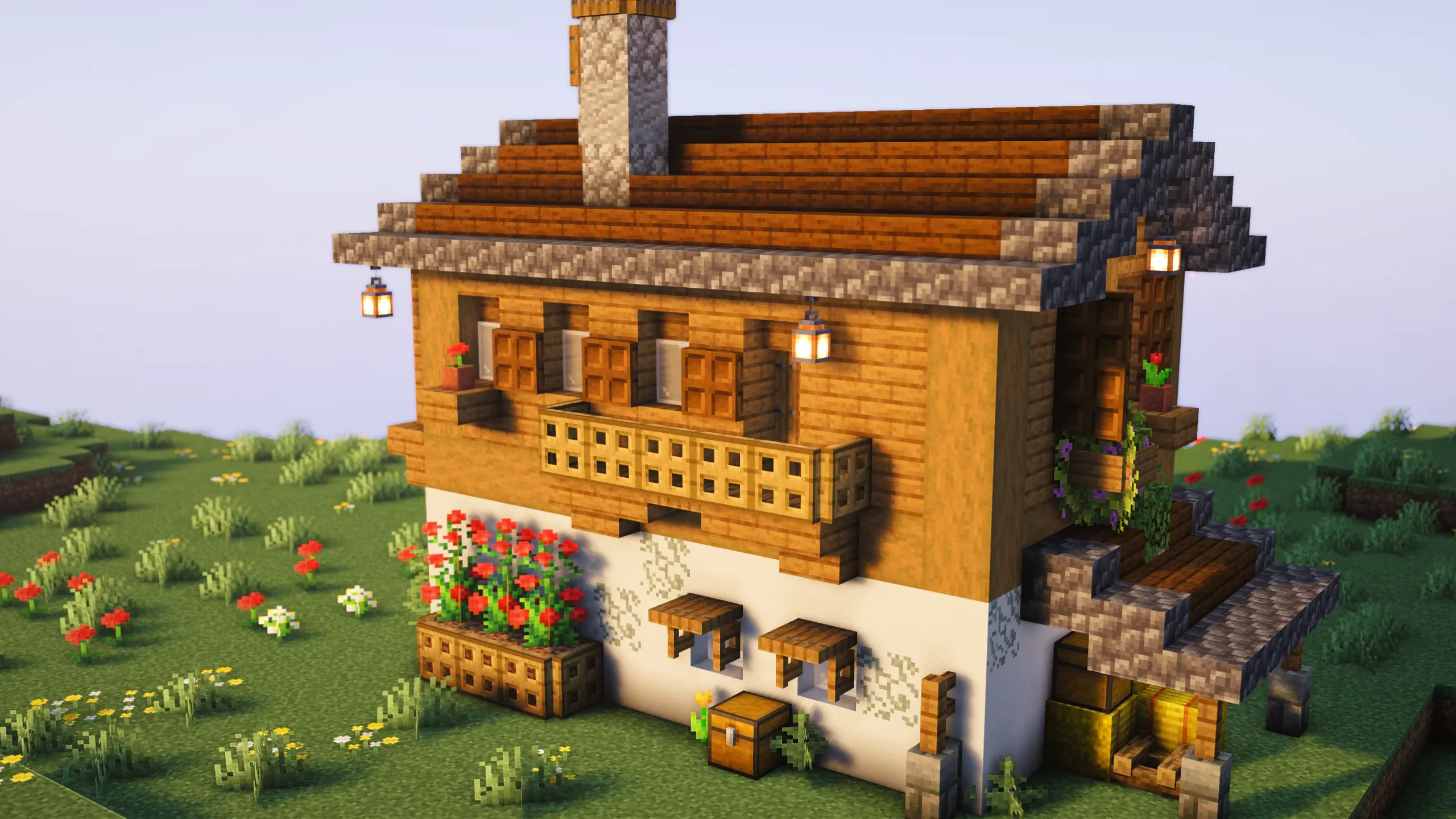 Austrian Inspired House, a Minecraft starter house and survival base, in-game photo 3