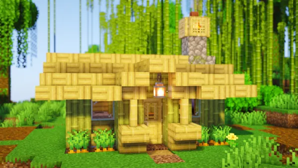 Bamboo Starter Hut, a Minecraft starter house and survival base