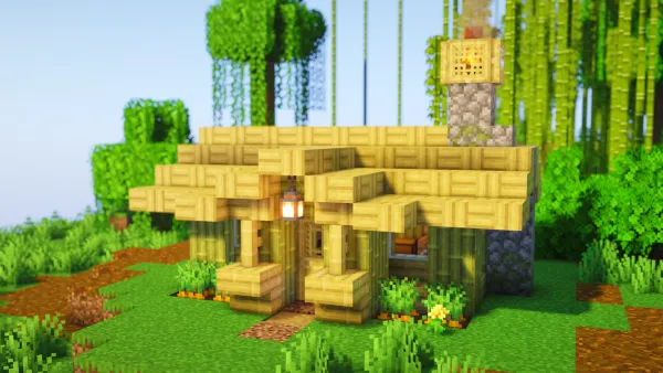 Bamboo Starter Hut, a Minecraft starter house and survival base, in-game photo 2