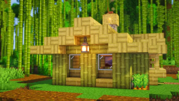 Bamboo Starter Hut, a Minecraft starter house and survival base, in-game photo 4