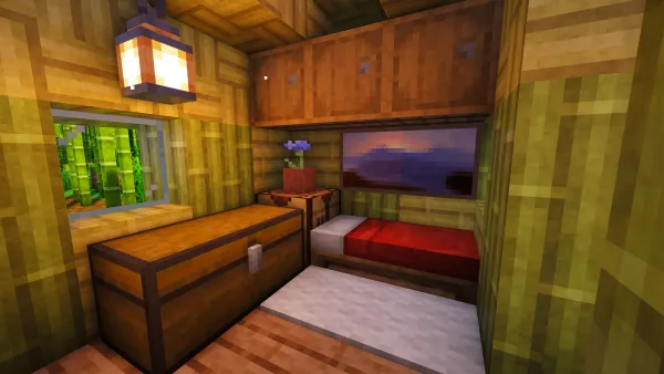 Bamboo Starter Hut, a Minecraft starter house and survival base, in-game photo 5