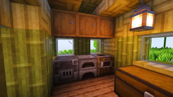 Bamboo Starter Hut, a Minecraft starter house and survival base, in-game photo 6