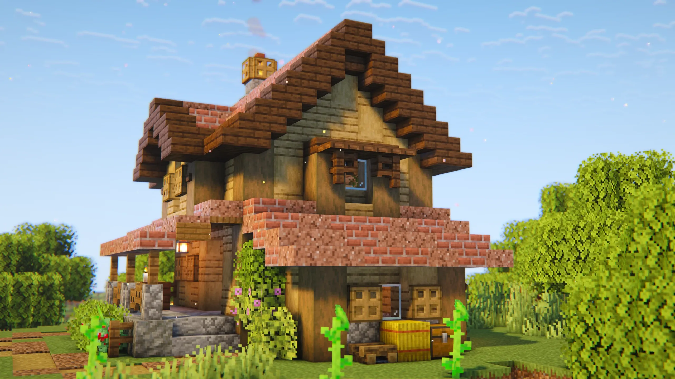 Rosebrick Cottage, a Minecraft starter house and survival base, in-game photo 3