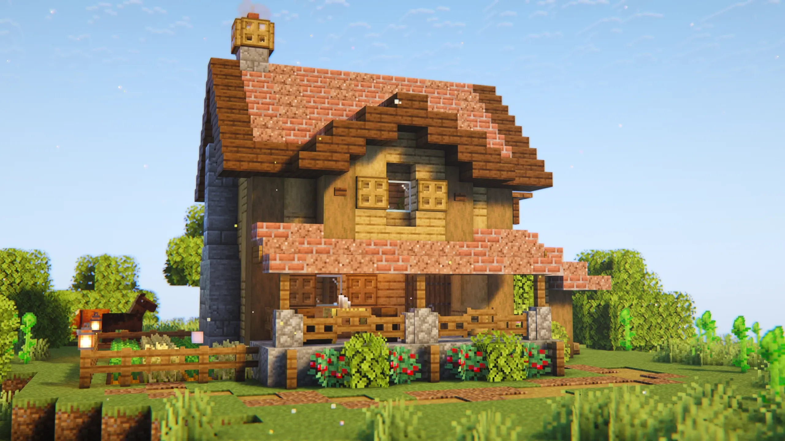 Rosebrick Cottage, a Minecraft starter house and survival base, in-game photo 2