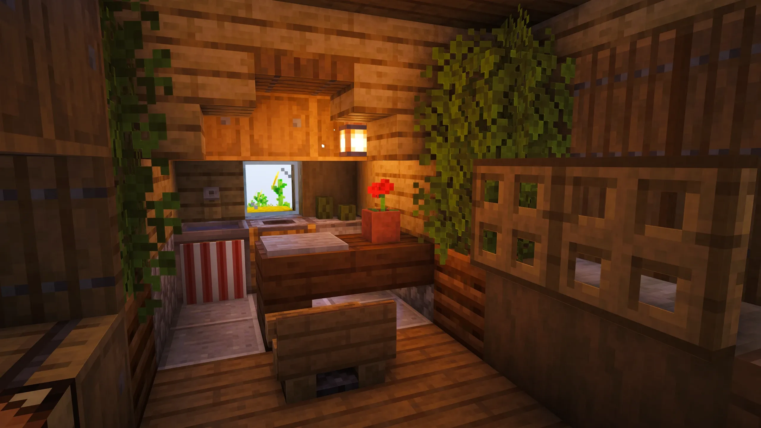 Rosebrick Cottage, a Minecraft starter house and survival base, in-game photo 6