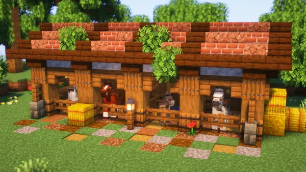 Red Roof Stable, a Minecraft starter build