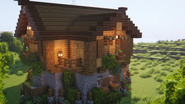 Medieval Oak Lodge, a Minecraft starter house and survival base, in-game photo 5