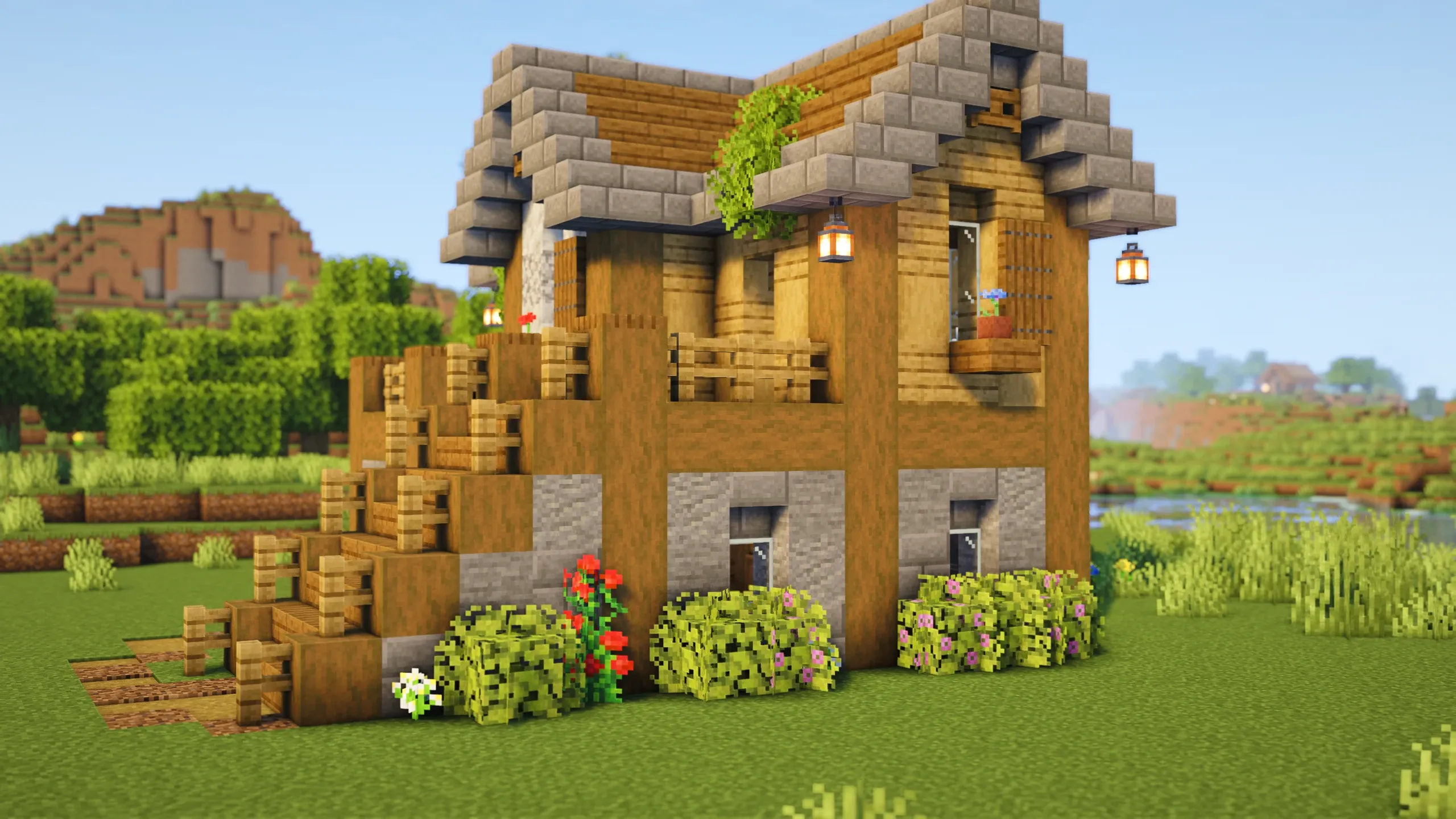 Calcite Starter House, a Minecraft starter house and survival base, in-game photo 4