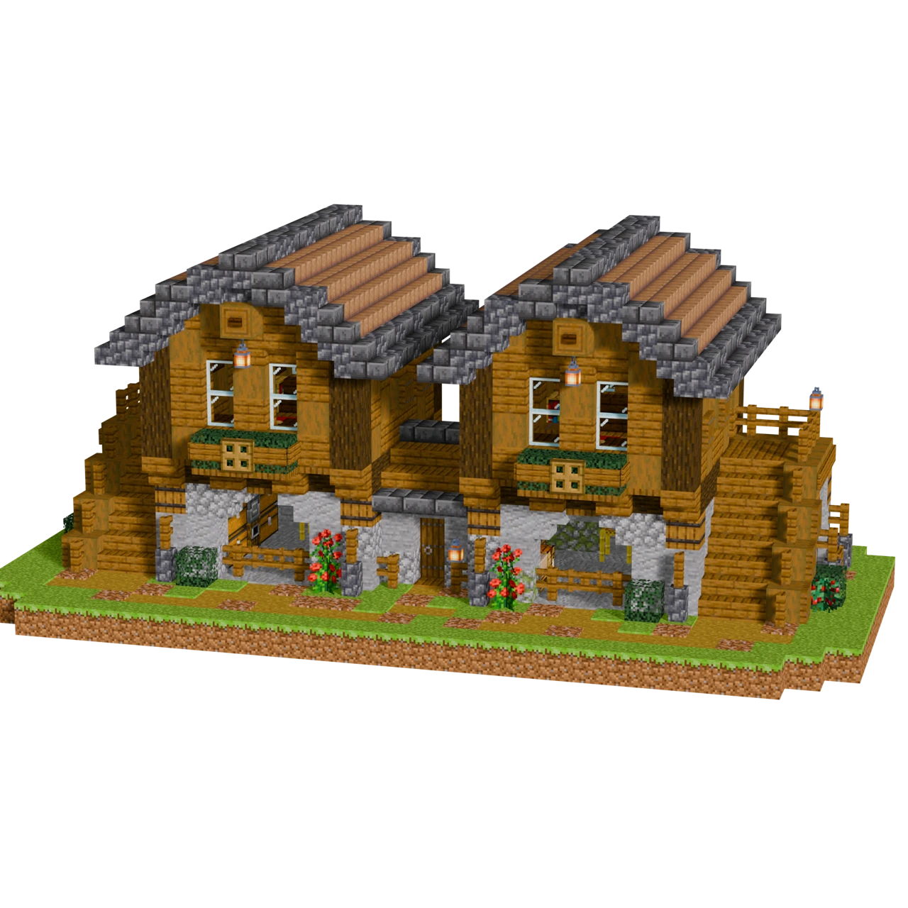 2 Player Spruce House, a finished Minecraft starter house and survival base