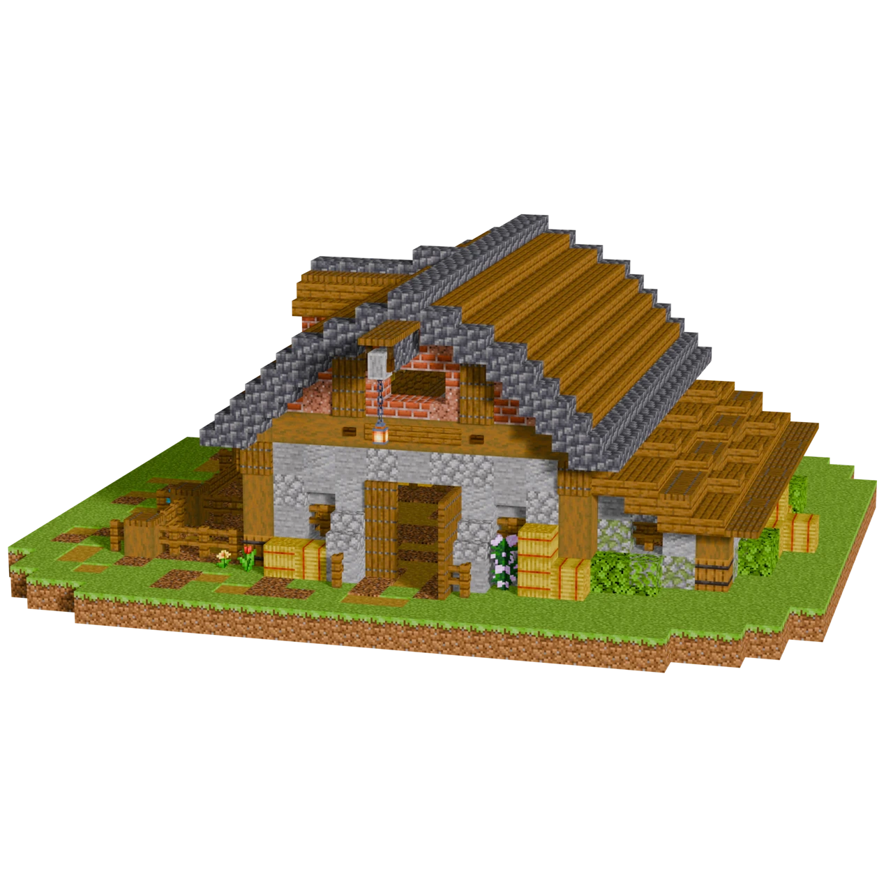 Oak Animal Barn, a finished Minecraft starter build
