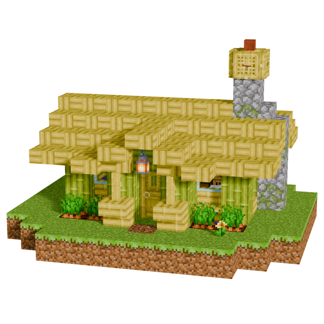 Bamboo Starter Hut, a finished Minecraft starter house and survival base