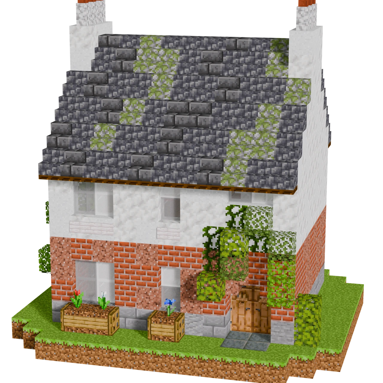 British Brick & Render House, a finished Minecraft house