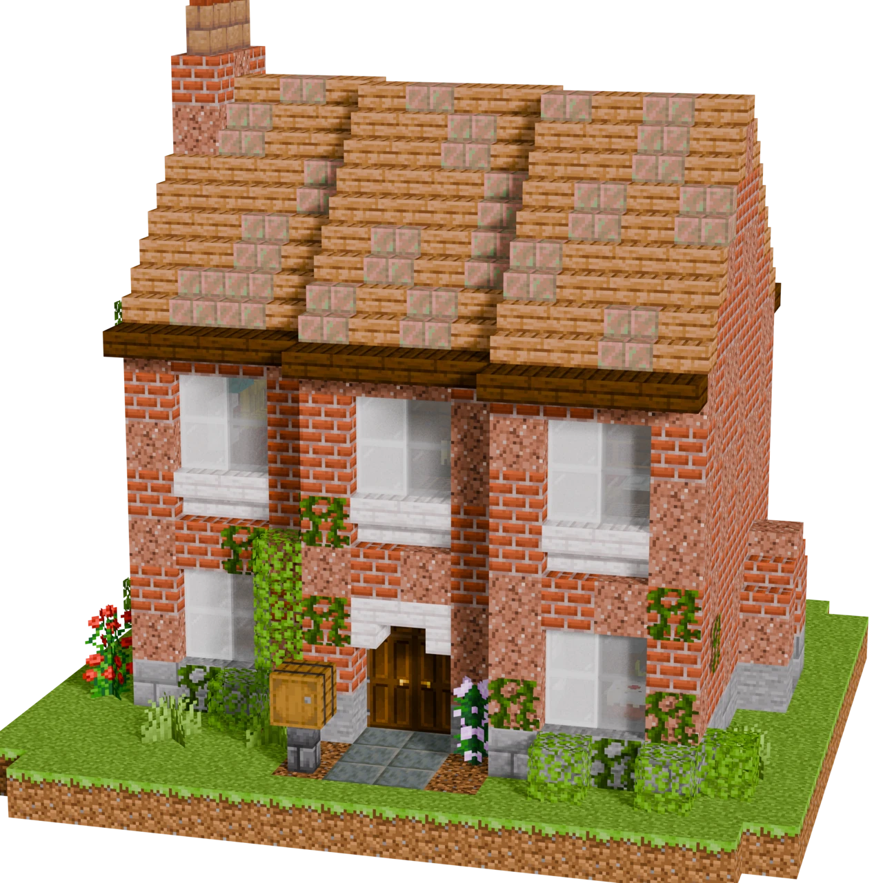 British Diagonal House, a finished Minecraft house