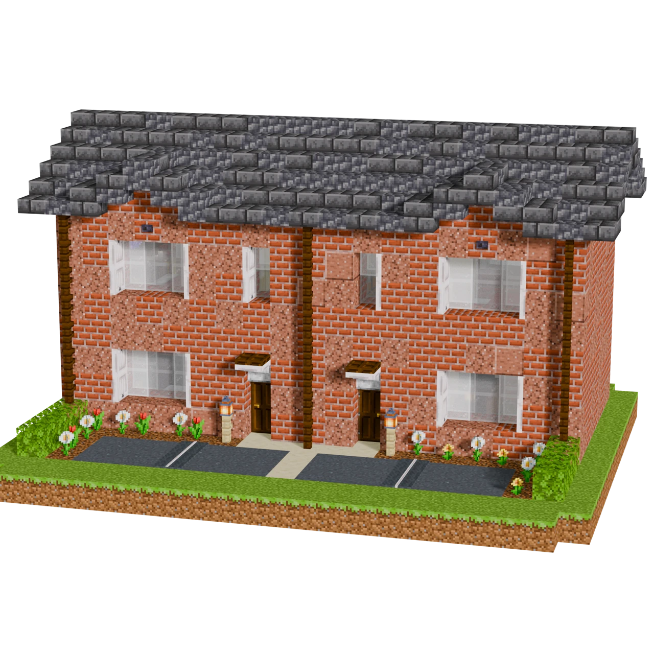 British Brick Semi-Detached, a finished Minecraft house