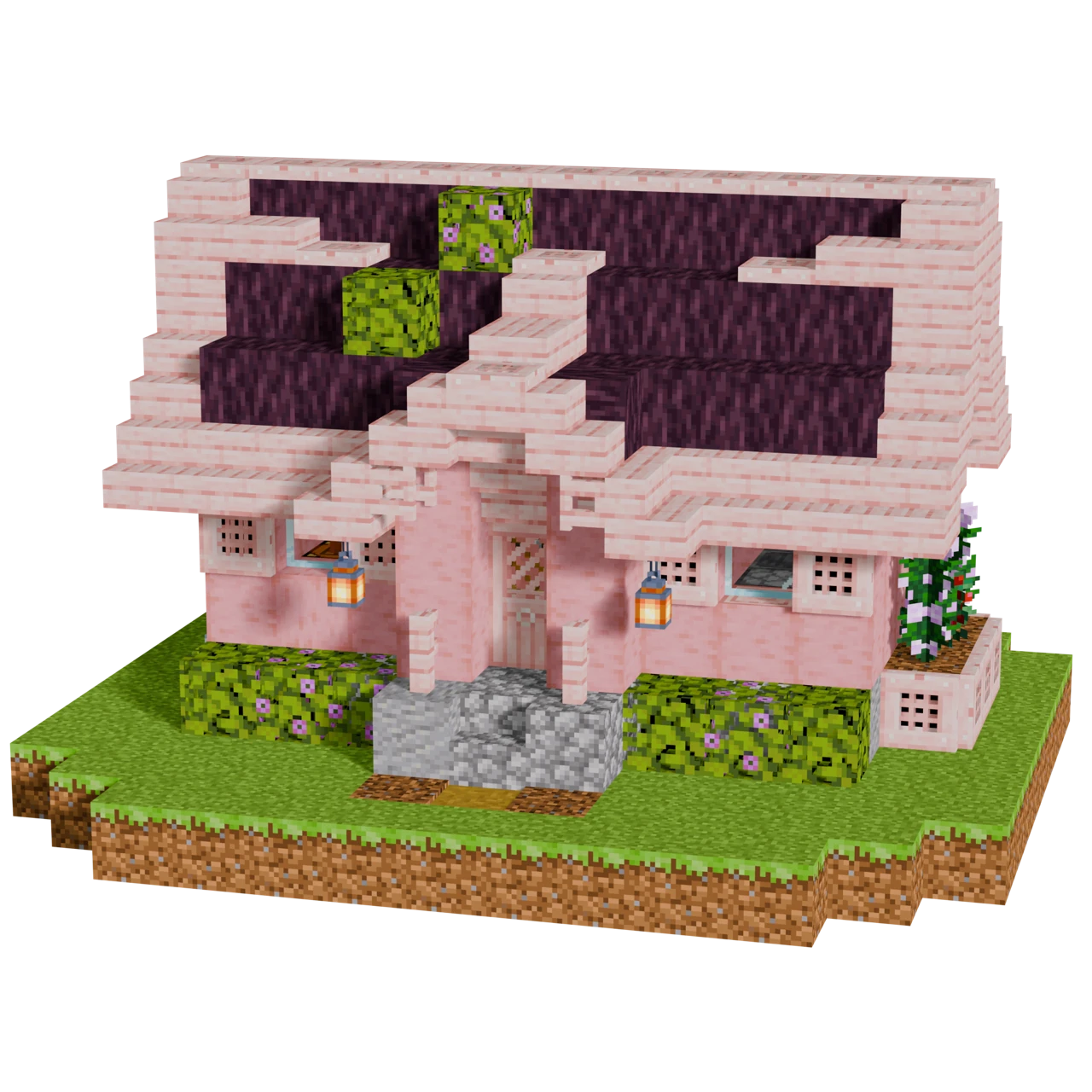 Cherry Blossom House, a finished Minecraft starter house and survival base
