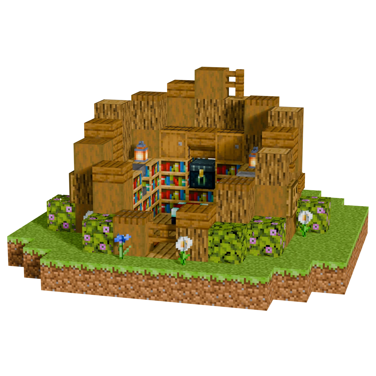 Tree Stump Enchanting Room, a finished Minecraft build