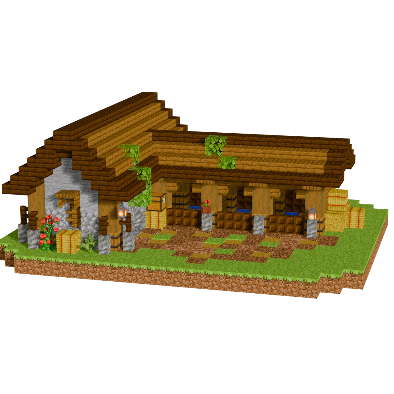 Gabled Stable, a finished Minecraft starter house and survival base