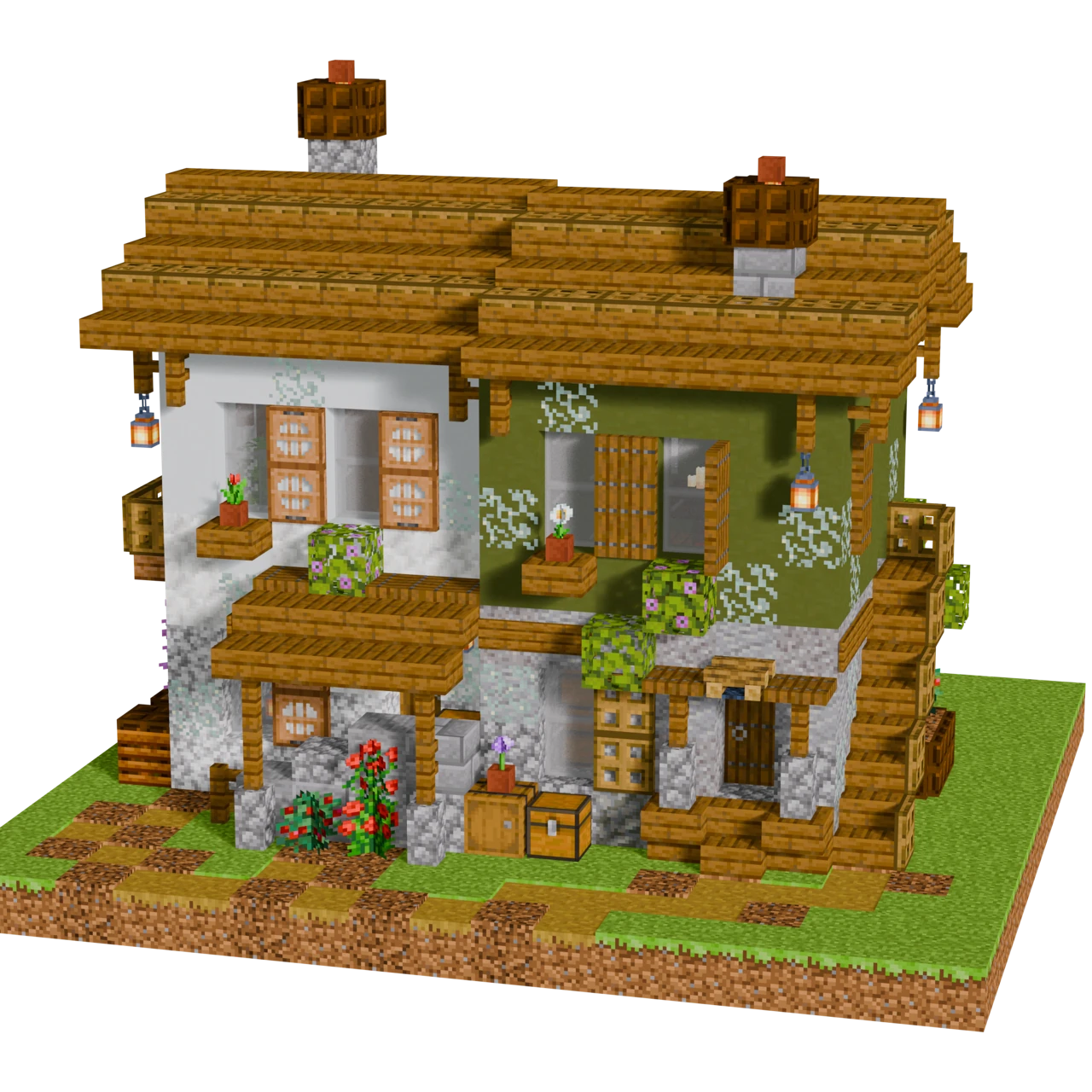 Italian 2-Player House, a finished Minecraft starter house and survival base