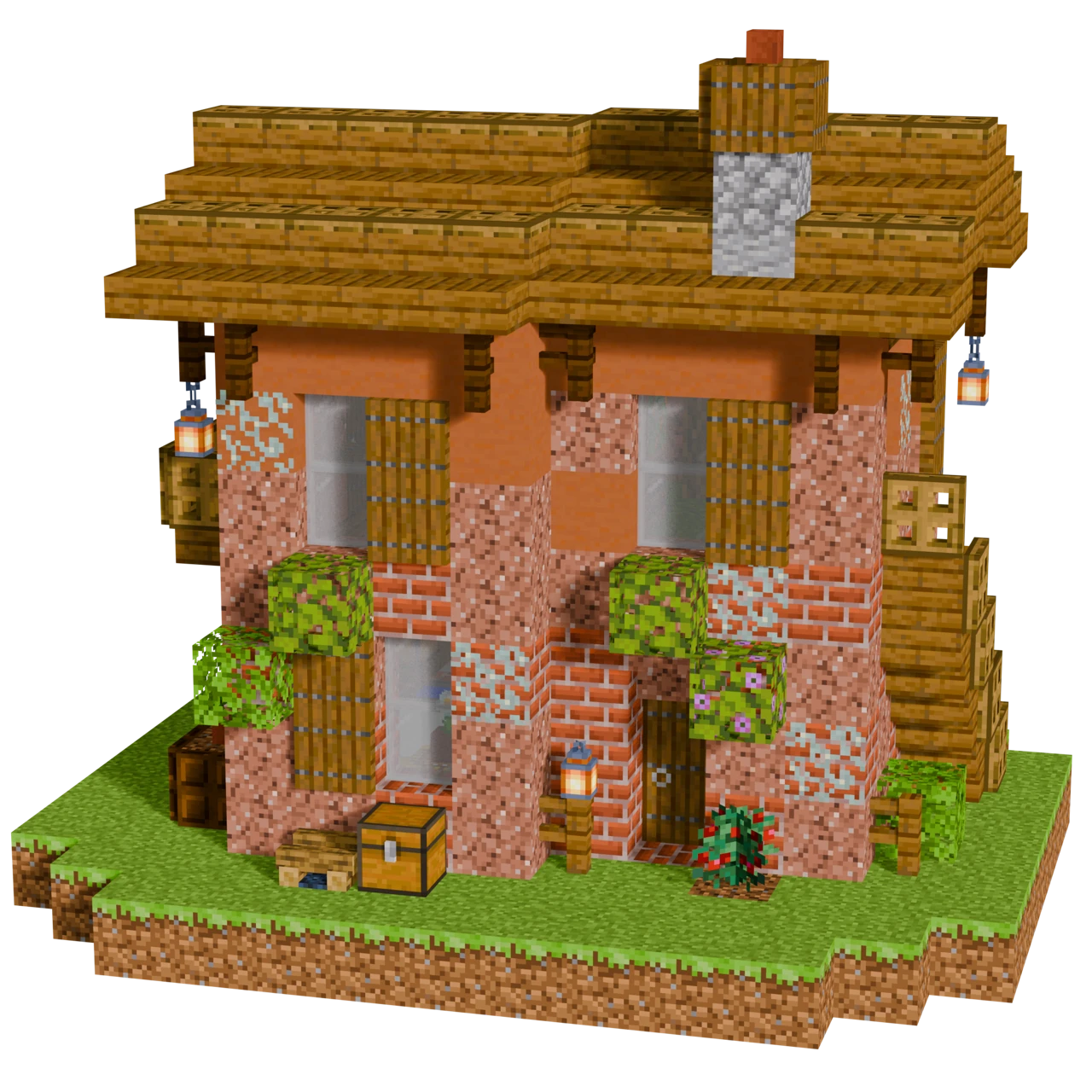 Italian Cozy Brick House, a finished Minecraft house