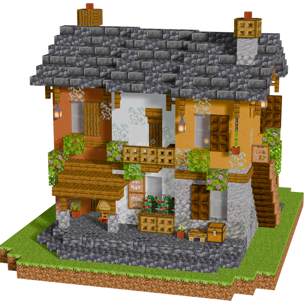 Italian Tricolour Restaurant, a finished Minecraft house