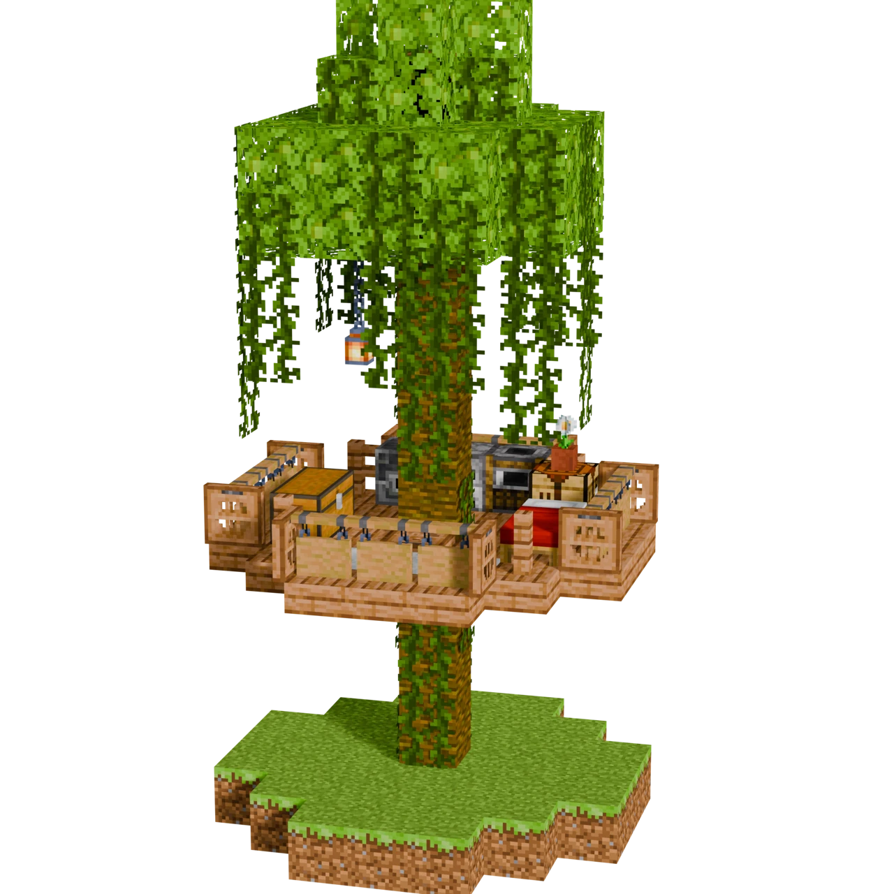 Easy Jungle Treehouse, a finished Minecraft starter house and survival base
