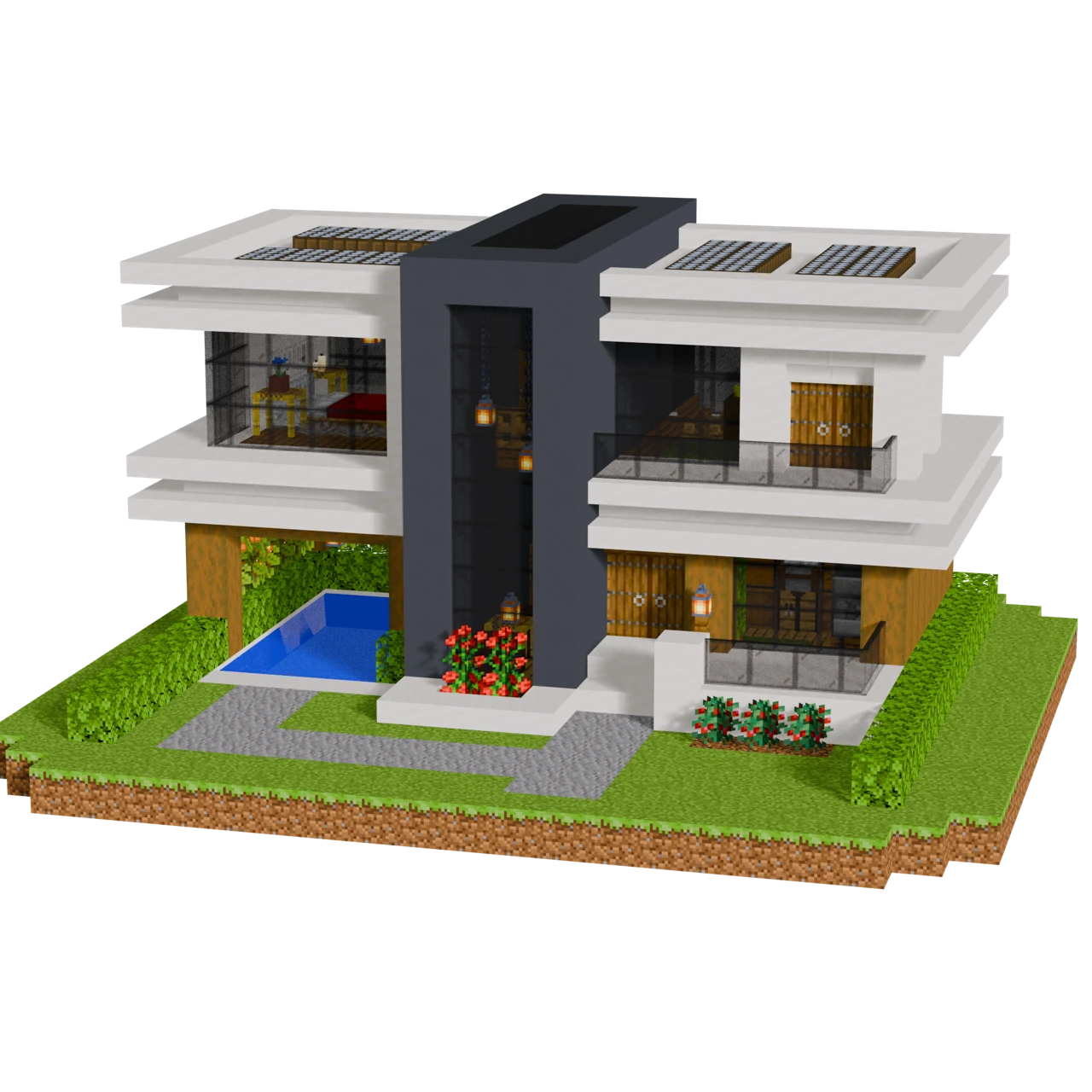 Modern Pool House, a finished Minecraft house
