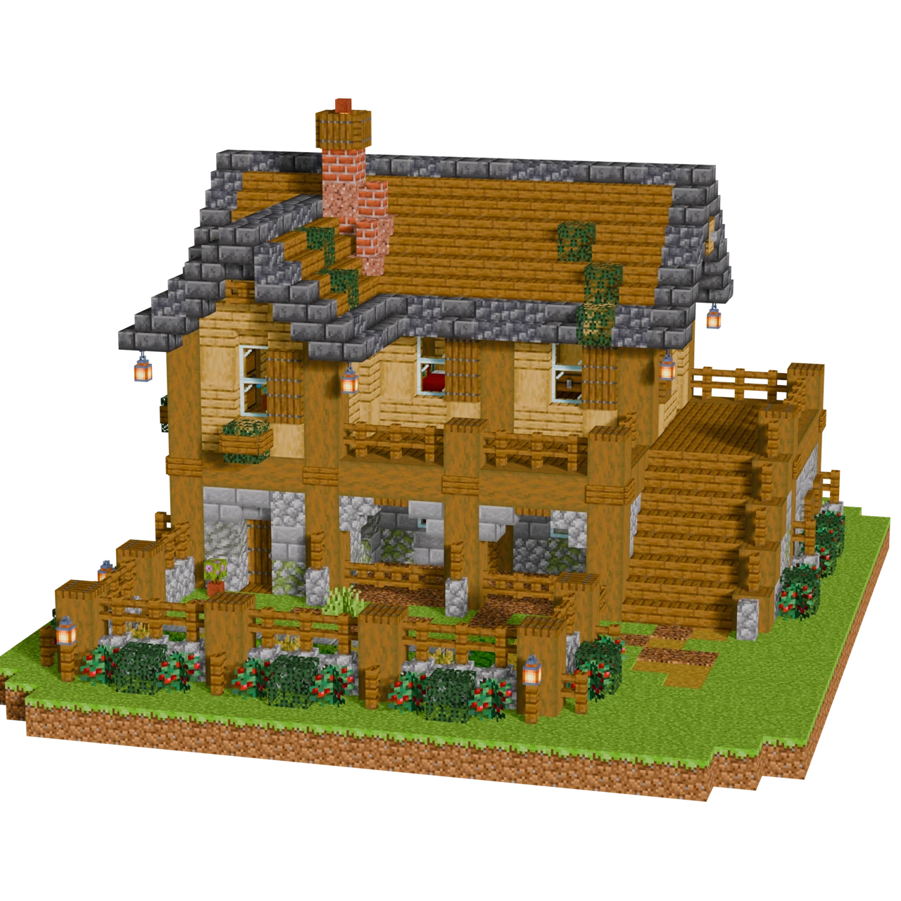 Oak Survival Cottage, a finished Minecraft starter house and survival base