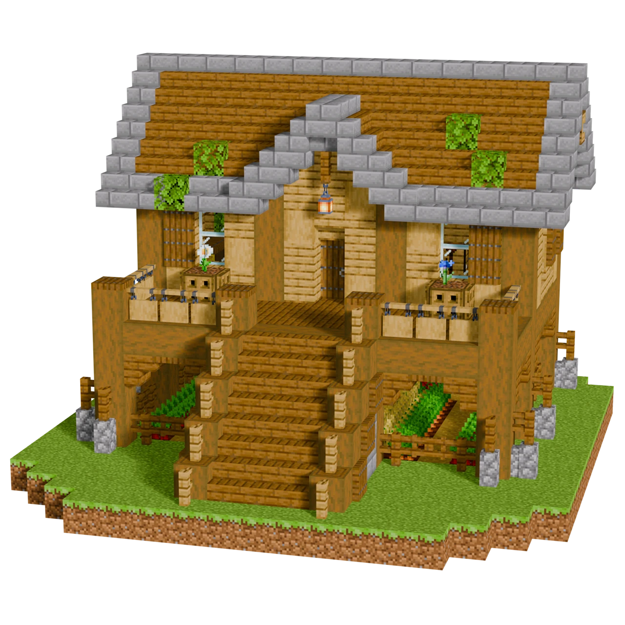 Oak Survival Townhouse, a finished Minecraft starter house and survival base