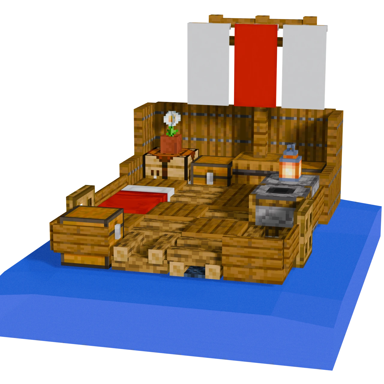 Raft Base, a finished Minecraft starter base and survival base
