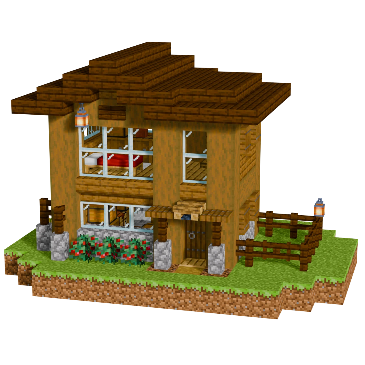 Small Spruce House, a finished Minecraft starter house and survival base