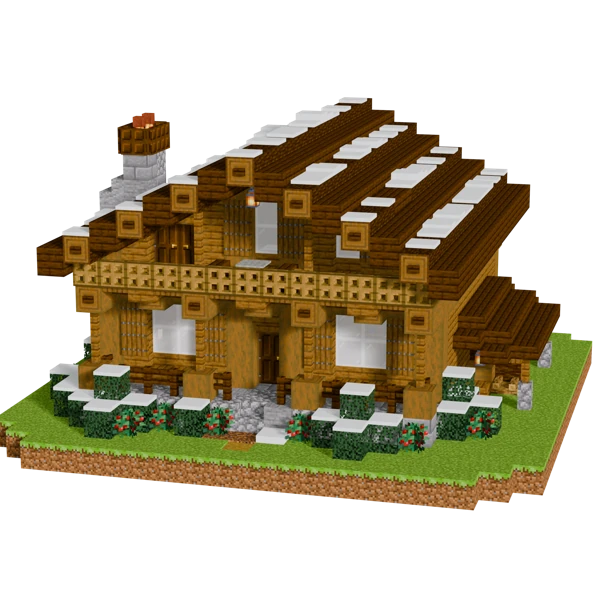 Snowy Spruce Lodge, in Minecraft