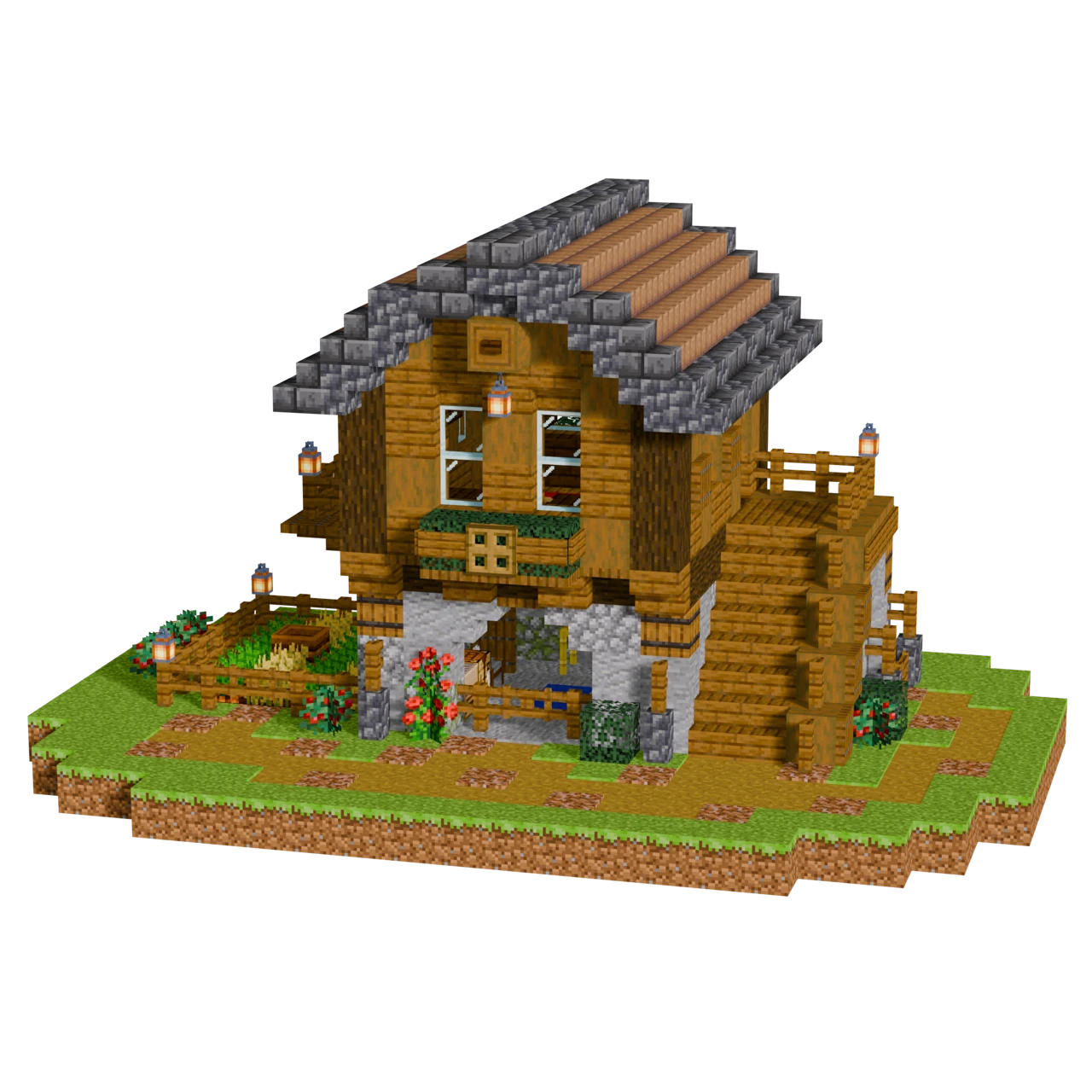 Roundstone Cottage, a finished Minecraft starter house and survival base