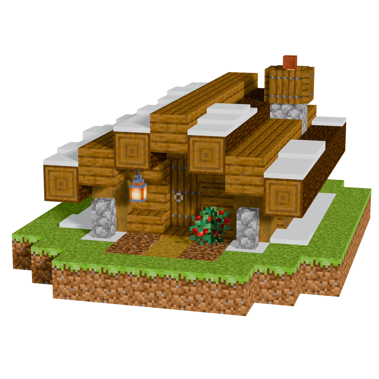 Snowpine Cabin, a finished Minecraft starter house and survival base